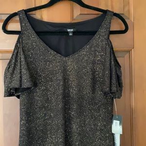 MSK Black ...cold shoulder..glittery gold sparkle.size 2